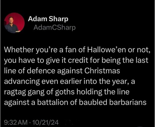 On behalf of all goths, you're welcome